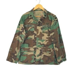 Vintage U.S. Army Woodland BDU Camo Field Jacket Ripstop Military Surplus | Sm